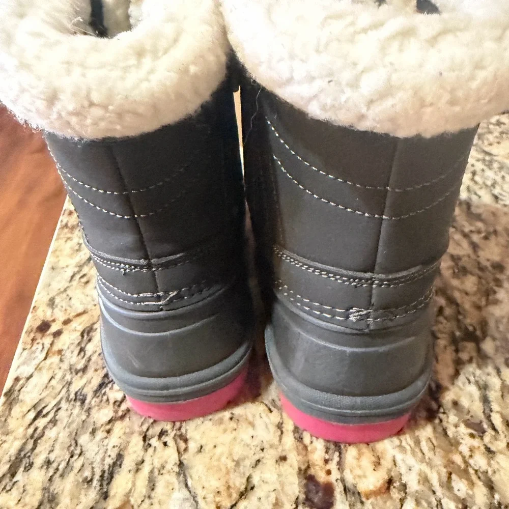 Cat & Jack Pink and Gray Kids Snow Boots